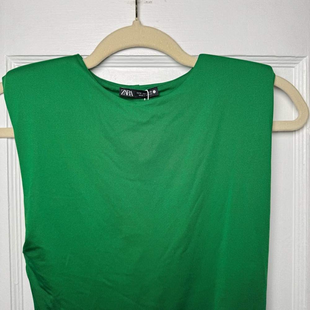Zara Blogger Fave Spring Padded Shoulder Contour Bodysuit Small NEW - Picture 8 of 16